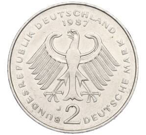 2 марки 1987 года J Западная Германия (ФРГ) «Курт Шумахер»