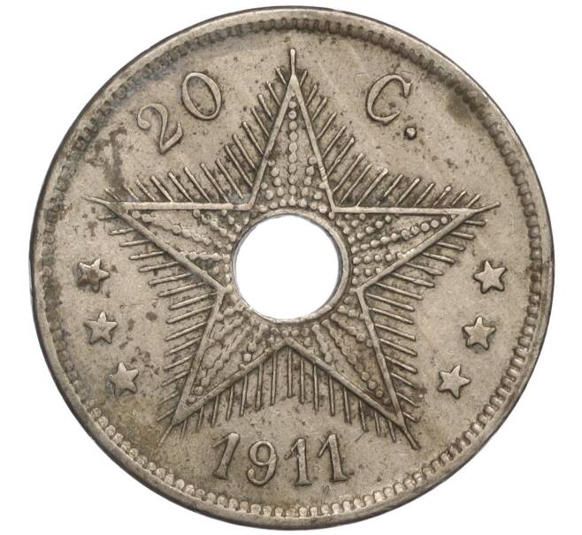 Монета 20 сантимов 1911 года Бельгийское Конго (Артикул: K11-111381) — Фото №1