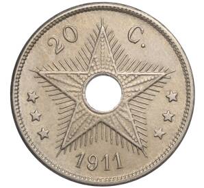 20 сантимов 1911 года Бельгийское Конго