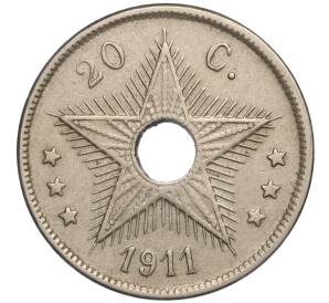 20 сантимов 1911 года Бельгийское Конго — Фото №1