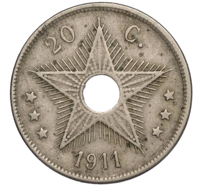 Монета 20 сантимов 1911 года Бельгийское Конго (Артикул: K11-111391) — Фото №1