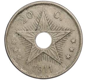 20 сантимов 1911 года Бельгийское Конго