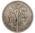 Монета 50 сантимов 1924 года Бельгийское Конго — легенда на фламандском (BELGISH CONGO / DER BELGEN) (Артикул K11-111415)