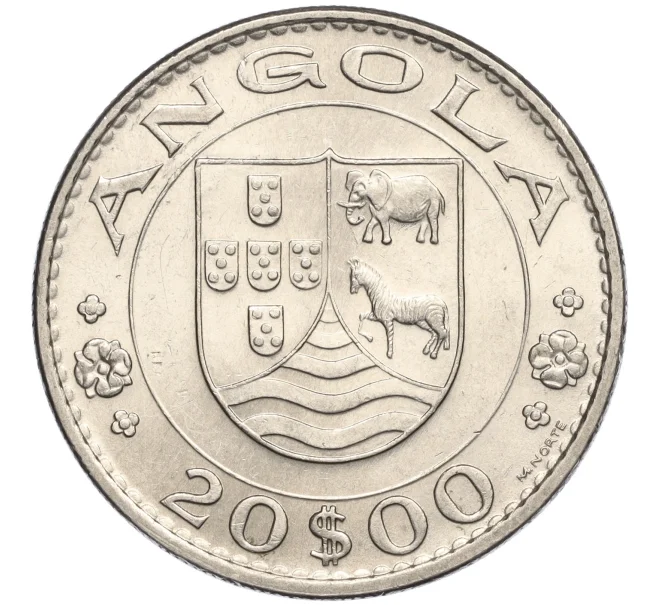 Монета 20 эскудо 1971 года Португальская Ангола (Артикул K11-111471)