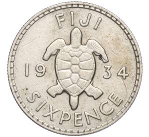 6 пенсов 1934 года Фиджи — Фото №1