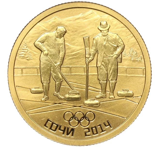 Монета 50 рублей 2014 года СПМД «XXII зимние Олимпийские Игры 2014 в Сочи — Керлинг» (Артикул T11-02311)