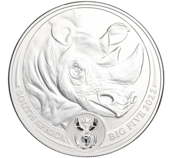 Монета 5 рэндов 2022 года ЮАР «Большая Пятерка — Носорог» (в буклете) (Артикул M2-71099)