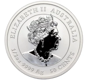 50 центов 2023 года Австралия «Лунный календарь — Год кролика» (Цветное покрытие)
