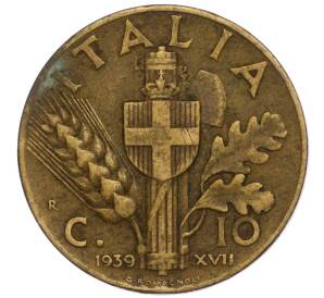 10 чентезимо 1939 года Италия