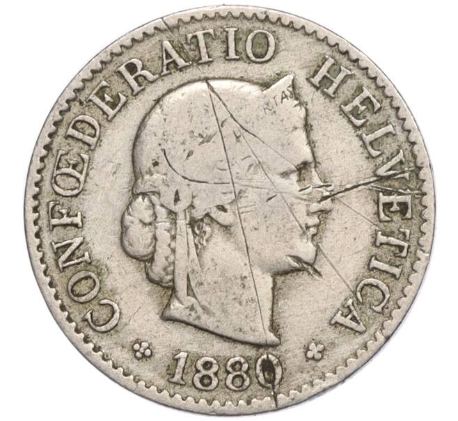 Монета 5 раппенов 1880 года Швейцария (Артикул K11-114431)