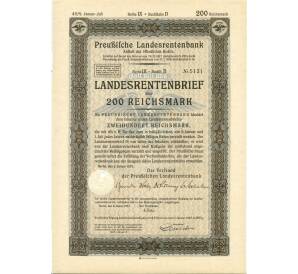 4 1/2% облигация на 200 рейхсмарок 1937 года Германия (Прусский государственный пенсионный банк) — Фото №1