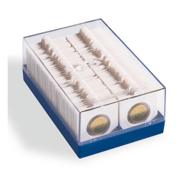 Пластиковый бокс для хранения 100 холдеров с монетами — Синий (LEUCHTTURM 315511) (Артикул L1-30041)