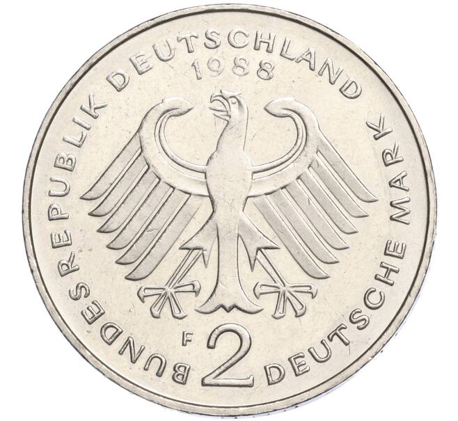 Монета 2 марки 1988 года F Западная Германия (ФРГ) «Курт Шумахер» (Артикул K11-114880)