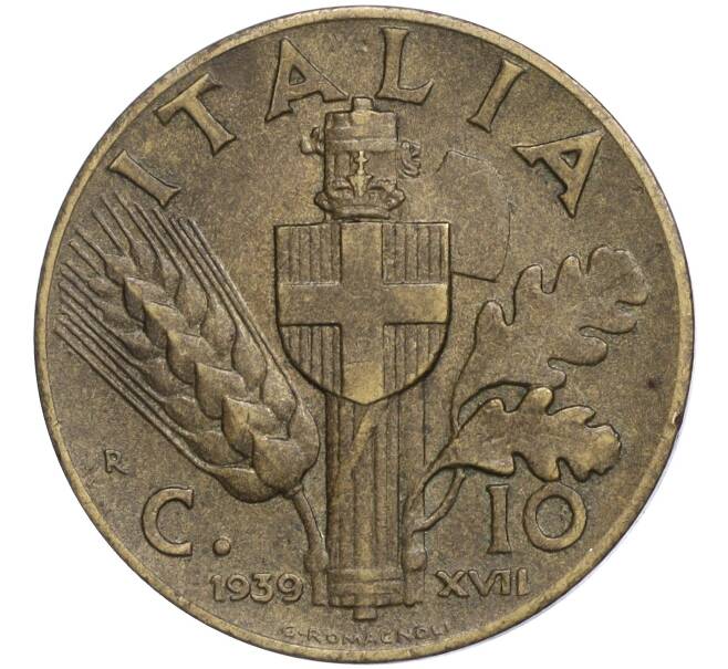 Монета 10 чентезимо 1939 года Италия (Артикул K11-114907)