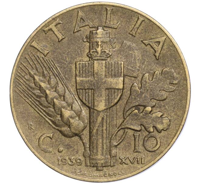 Монета 10 чентезимо 1939 года Италия (Артикул K11-114908)