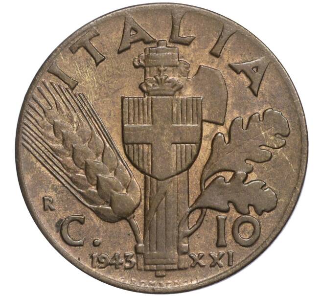 Монета 10 чентезимо 1943 года Италия (Артикул K11-114912)