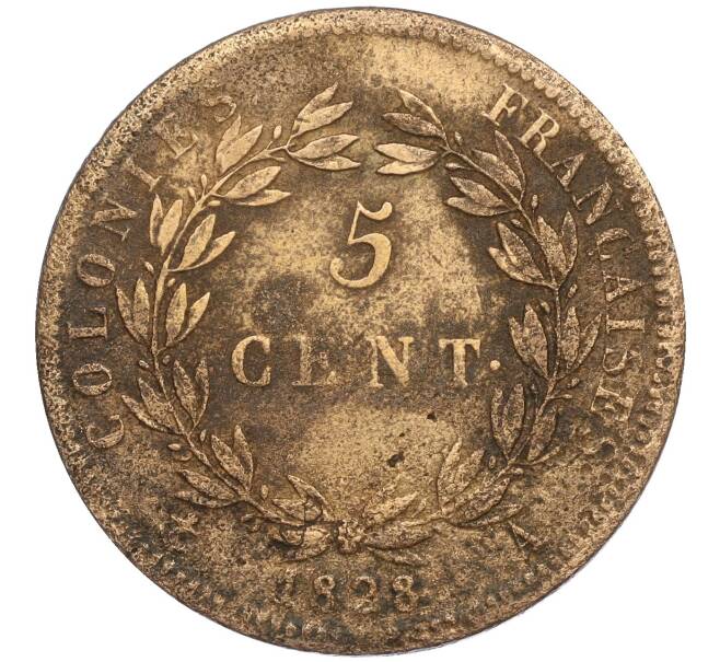 Монета 5 центов 1828 года Французские колонии (Французская Вест-Индия) (Артикул K11-115045)