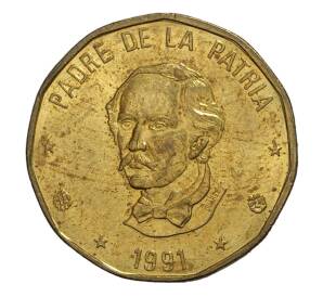 1 песо 1991 года Доминиканская республика — Фото №1