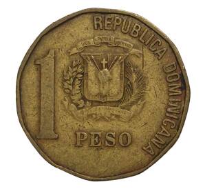1 песо 1992 года Доминиканская республика (надпись под портретом) — Фото №2