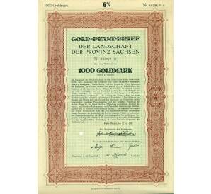 Облигация на 8 % Золотая задолженность на 1000 золотых марок 1927 года Галле Германия