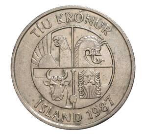10 крон 1987 года Исландия — Фото №1