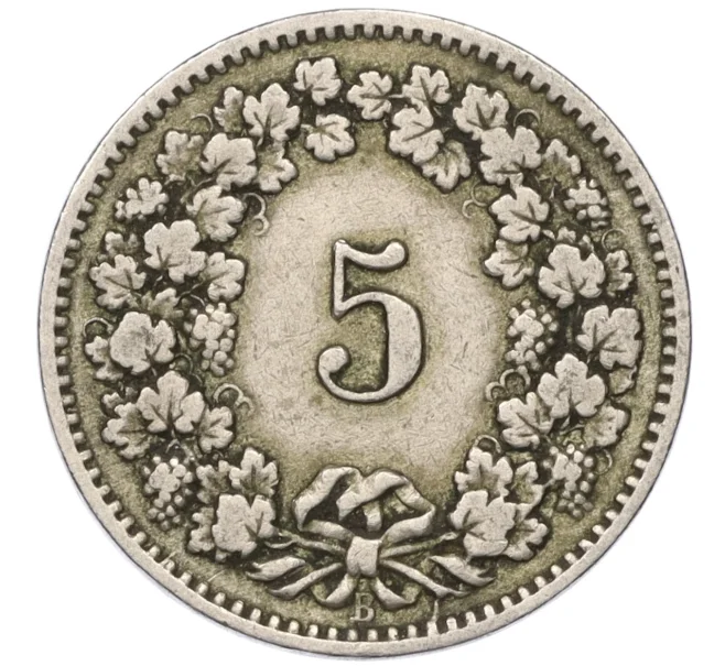 Монета 5 раппенов 1885 года Швейцария (Артикул K11-115111)