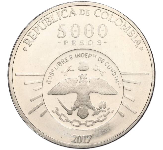 Монета 5000 песо 2017 года Колумбия «200 лет Свободной Кундинамарке — Антонио Нариньо» (Артикул K11-116834)
