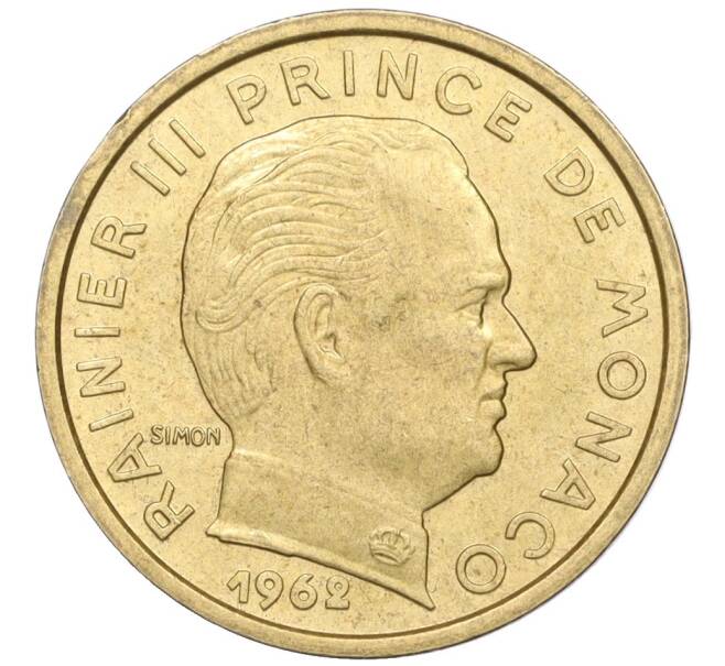 Монета 10 сантимов 1962 года Монако (Артикул K11-116965)