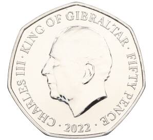 50 пенсов 2022 года Гибралтар «Вступление на престол Карла III» — Фото №2