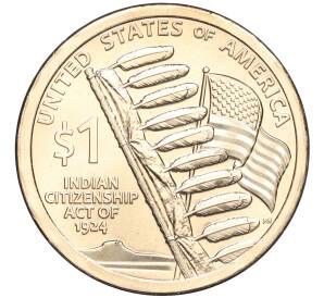 1 доллар 2024 года Р США «Коренные Американцы — Закон о гражданстве индейцев»