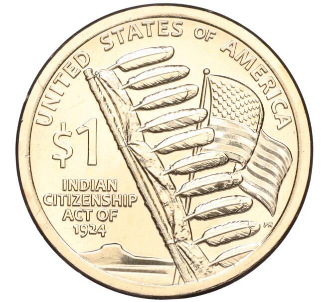 Монета 1 доллар 2024 года D США «Коренные Американцы — Закон о гражданстве индейцев» (Артикул M2-71213)