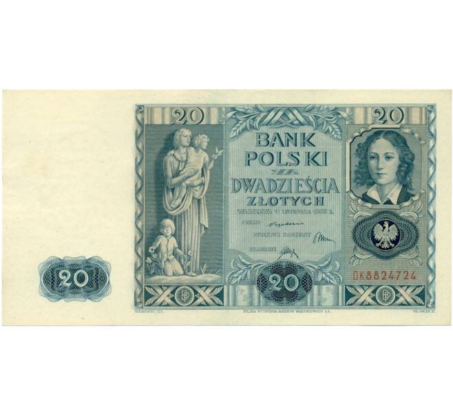 Банкнота 20 злотых 1936 года Польша (Артикул K11-117077)