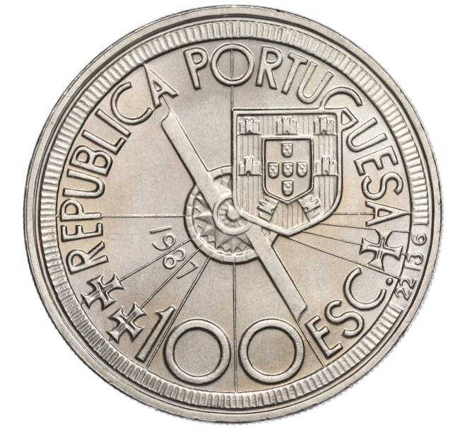 Монета 100 эскудо 1987 года Португалия «Золотой век открытий — Диогу Кан» (Артикул M2-71685)