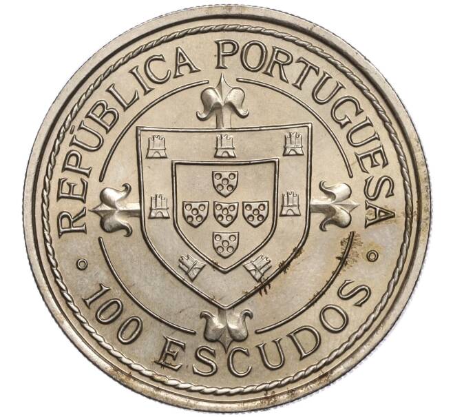 Монета 100 эскудо 1987 года Португалия «Золотой век открытий — Нуну Триштан» (Артикул M2-71698)