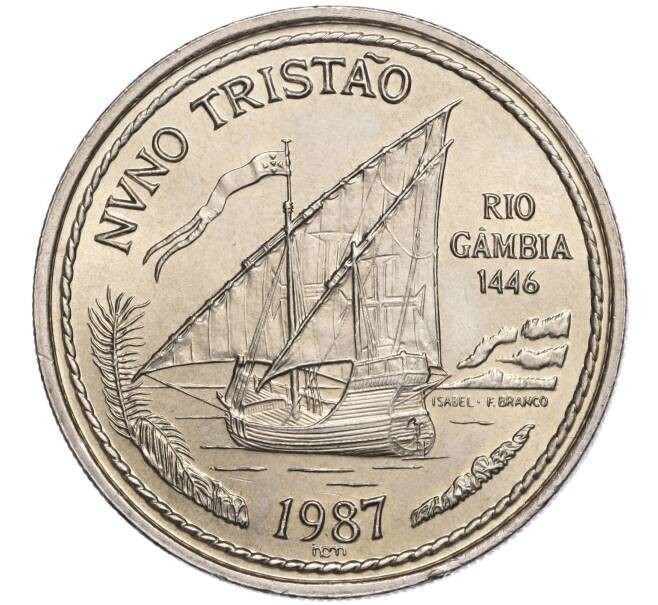 Монета 100 эскудо 1987 года Португалия «Золотой век открытий — Нуну Триштан» (Артикул M2-71699)