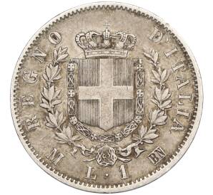 1 лира 1863 года М Италия — Фото №2