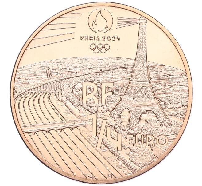 Монета 1/4 евро 2023 года Франция «XXXIII летние Олимпийские игры в Париже 2024 года — Гольф» (Артикул M2-72016)