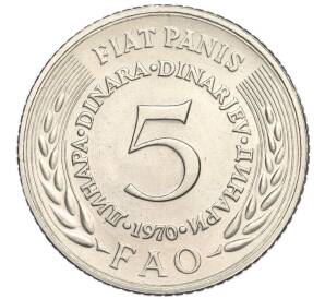 5 динаров 1970 года Югославия «Продовольственная программа — ФАО»