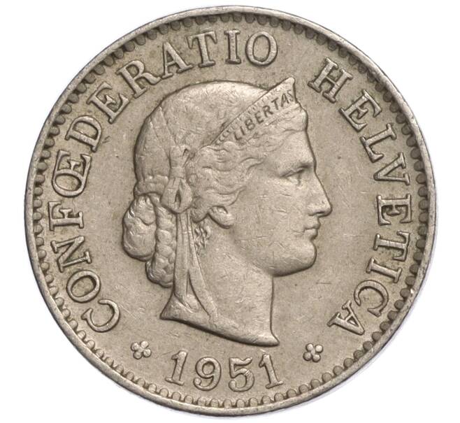 Монета 5 раппенов 1951 года Швейцария (Артикул: K11-118929) — Фото №1