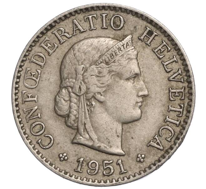 Монета 5 раппенов 1951 года Швейцария (Артикул: K11-118930) — Фото №1