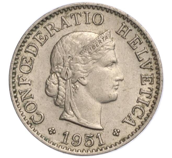 Монета 5 раппенов 1951 года Швейцария (Артикул: K11-118934) — Фото №1