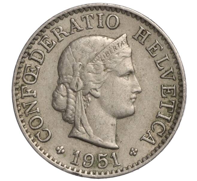 Монета 5 раппенов 1951 года Швейцария (Артикул: K11-118936) — Фото №1
