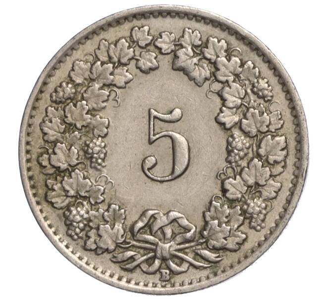 Монета 5 раппенов 1951 года Швейцария (Артикул: K11-118936) — Фото №2