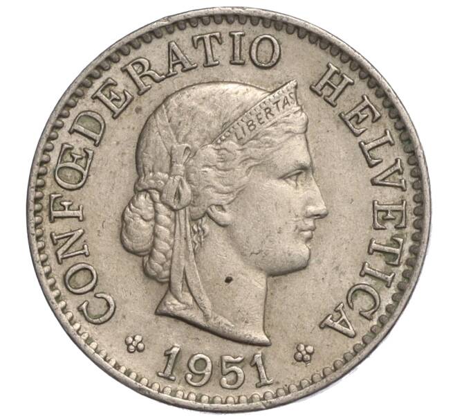 Монета 5 раппенов 1951 года Швейцария (Артикул: K11-118937) — Фото №1
