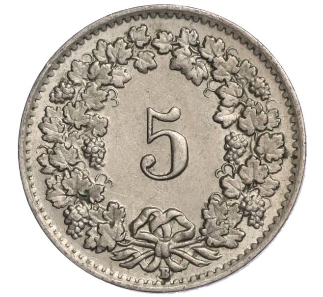 Монета 5 раппенов 1951 года Швейцария (Артикул: K11-118940) — Фото №2
