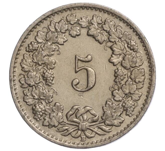 Монета 5 раппенов 1951 года Швейцария (Артикул: K11-118941) — Фото №2