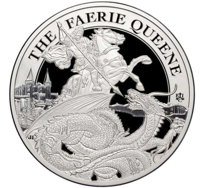 Монета 1 фунт 2024 года Остров Святой Елены «Королева фей — Рыцарь Редкросса и дракон» (Артикул M2-72052)