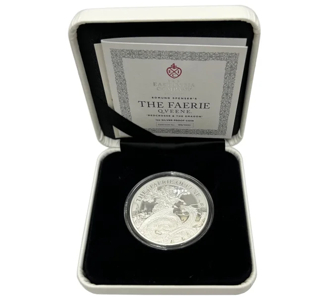 Монета 1 фунт 2024 года Остров Святой Елены «Королева фей — Рыцарь Редкросса и дракон» (Артикул M2-72052)