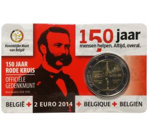2 евро 2014 года Бельгия — 150 лет бельгийскому Красному кресту (В буклете) — Фото №1