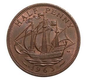 1/2 пенни 1963 года Великобритания — Фото №1